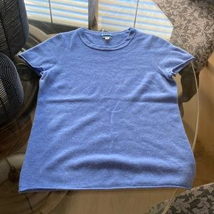 J Crew 100% Cashmere Relaxed Tee Heather Blue